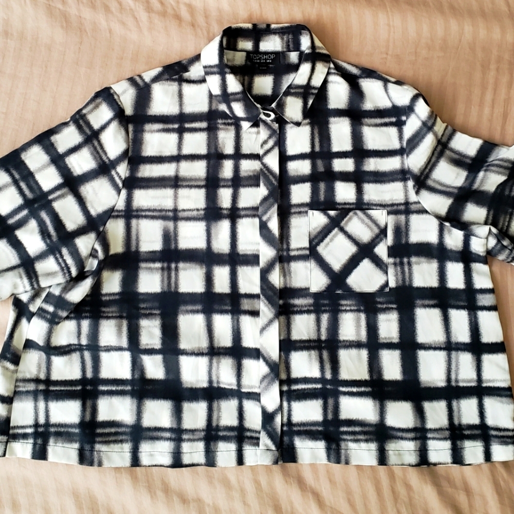 Topshop checked cropped top shirt US 8